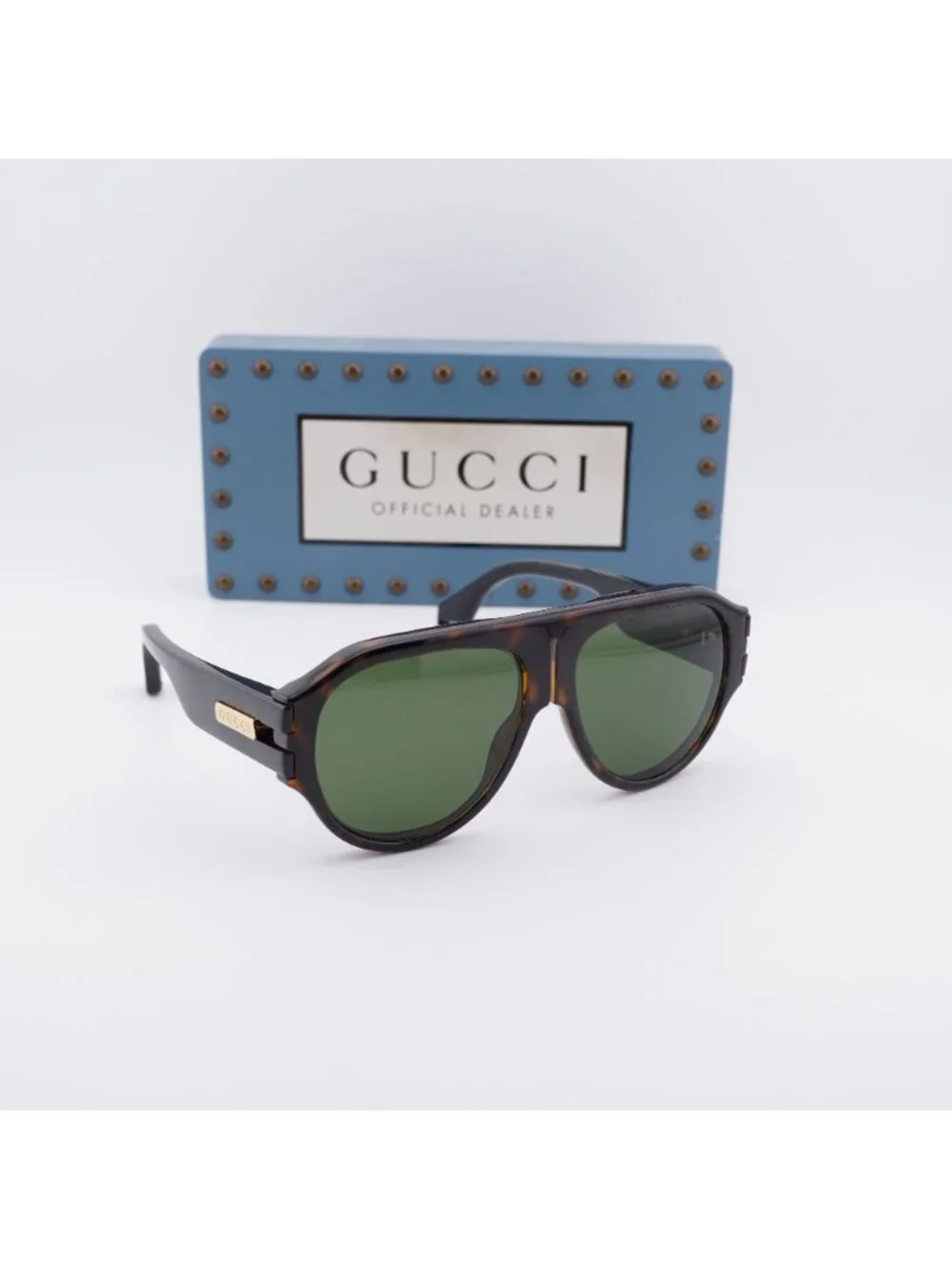 Gucci GG0665S 004 Aviator Sunglasses - Havana / Green